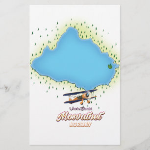 Impression d'art de carte du lac Mosvatnet Norvège