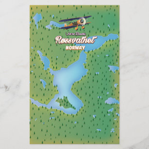 Impression d'art de carte du lac Røssvatnet Norvèg