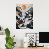Impression d'art de cascade japonaise Montagne tra (Bureau à domicile)