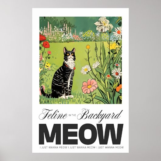Impression d'art de chat dans un jardin Félin et f (Devant)