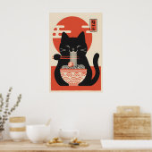 Impression d'art de chat de ramen japonais minimal (Cuisine)