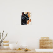 Impression d'art de chat noir aquarelle Élégante (Cuisine)