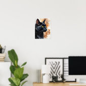 Impression d'art de chat noir aquarelle Élégante (Bureau à domicile)