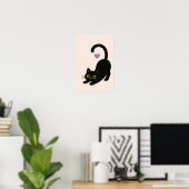Impression d'art de chat noir étiré – Wa (Bureau à domicile)