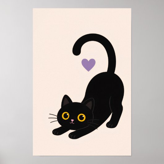 Impression d'art de chat noir étiré – Wa (Devant)