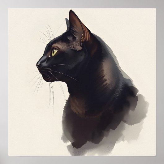 Impression d'art de chat noir minimaliste (Devant)