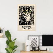 Impression d'art de chat noir rétro félin fantaisi (Bureau à domicile)