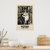 Impression d'art de chat noir rétro félin fantaisi (Cuisine)