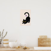 Impression d'art de chat noir s'étirant – Chat min (Cuisine)