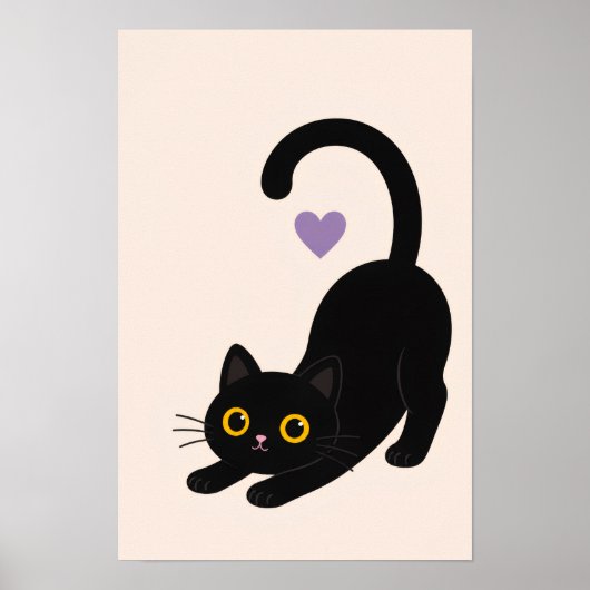 Impression d'art de chat noir s'étirant – Chat min (Devant)
