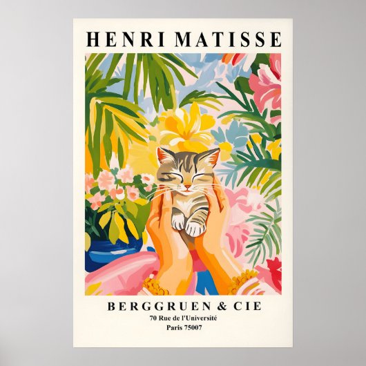 Impression d'art de chaton tigré style Matisse pou (Devant)