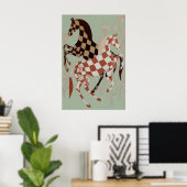 Impression d'art de cheval à damier - Floral vinta (Bureau à domicile)