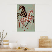 Impression d'art de cheval à damier - Floral vinta (Cuisine)