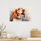 Impression d'art de chien à l'aquarelle joyeuse (Cuisine)