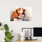 Impression d'art de chien à l'aquarelle joyeuse (Bureau à domicile)