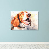 Impression d'art de chien à l'aquarelle joyeuse (Insitu (Plancher de Bois))