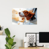Impression d'art de chien joyeux dans le vent (Bureau à domicile)