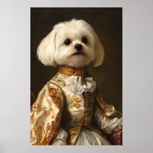 Impression d'art de chien maltais aristocratique,