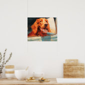Impression d'art de chien rouge à la fenêtre d'un (Cuisine)