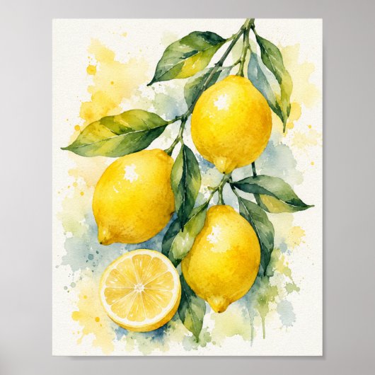 Impression d'art de citrons à l'aquarelle vibrante (Devant)