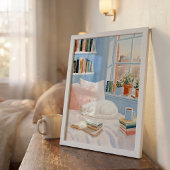 Impression d'art de coin de lecture avec un chat b