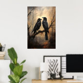 Impression d'art de corbeau gothique, forêt sombre (Bureau à domicile)