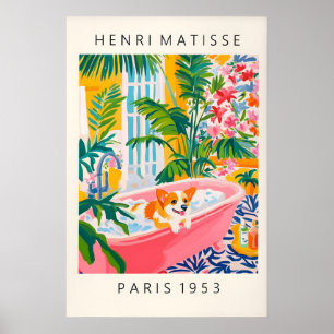 Impression d'art de Corgi dans la baignoire Peintu