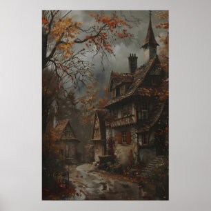 Impression d'art de cottage d'automne, Art mural r