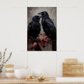 Impression d'art de couple de corbeaux gothiques C (Cuisine)