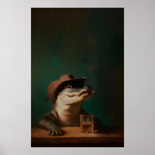 Impression d'art de cowboy alligator, western anim (Devant)