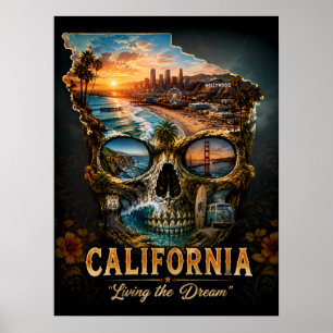 Impression d'art de crâne de Californie État d'e
