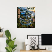 Impression d'art de crâne de l'Oregon | État d'esp (Bureau à domicile)