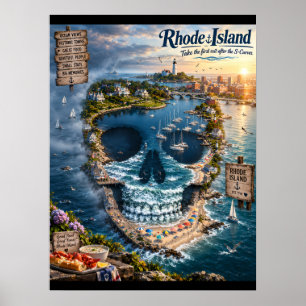 Impression d'art de crâne de Rhode Island État d