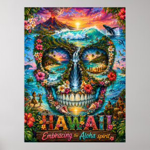Impression d'art de crâne d'Hawaï État d'esprit