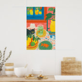 Impression d'art de cuisine de chat et de poisson (Cuisine)
