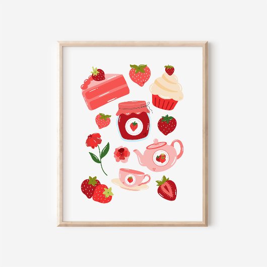 Impression d'art de cuisine en collage de fraises