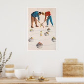 Impression d'art de curling Affiche de sport vinta (Cuisine)
