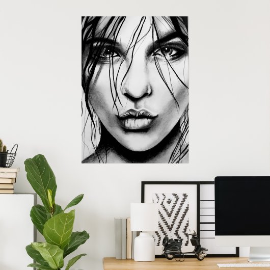 Impression d'art de dessin de portrait (Bureau à domicile)