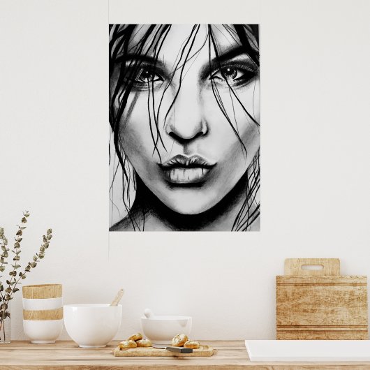 Impression d'art de dessin de portrait (Cuisine)