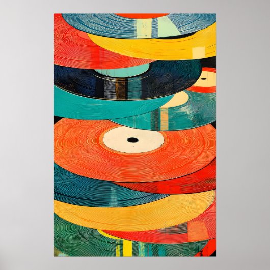 Impression d'art de disque vinyle rétro abstrait d (Devant)