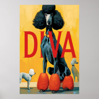 Impression d'art de diva caniche mur de chien insp