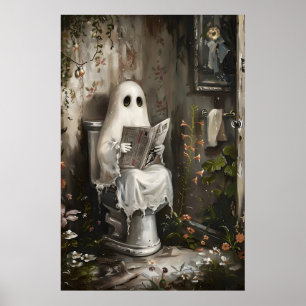 Impression d'art de fantôme lisant un journal, Cap