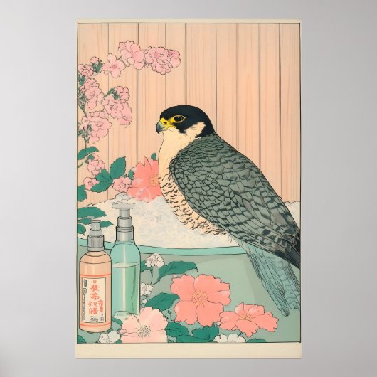 Impression d'art de Faucon Pèlerin Ukiyo-e Style J (Devant)