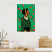 Impression d'art de femme afrocentrique Giclée flo (Cuisine)