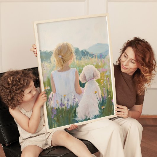 Impression d'art de fille et de chien grand millén