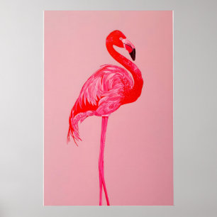 Impression d'art de flamant rouge sur papier mat d