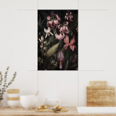 Impression d'art de fleurs roses tropicales, Dark (Cuisine)