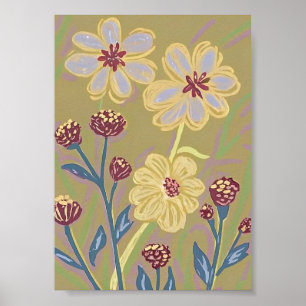 Impression d'art de fleurs sauvages abstraites