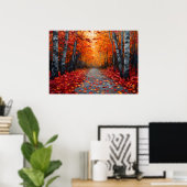 Impression d'art de forêt automnale texturée pour  (Bureau à domicile)