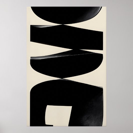Impression d'art de formes noires abstraites Giclé (Devant)
